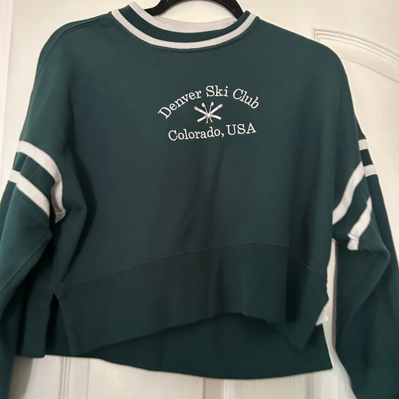 Abercrombie & Fitch Green Ski Crew Neck Cropped Sweatshirt xs - Picture 5 of 7